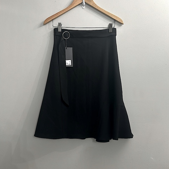 The Kooples Flared long black skirt in wool Elegant Black Women's Skirt - Picture 6 of 8